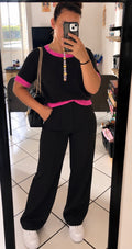 Pull Tricol Noir/Fuchsia