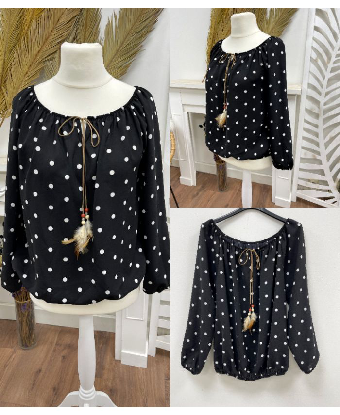 Blouse Pois Noir
