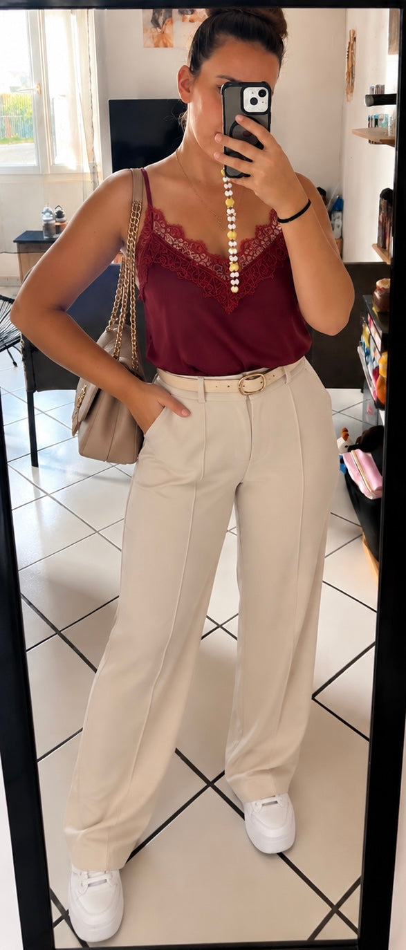 Top Dentelle Bordeaux