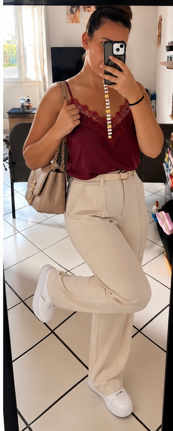 Top Dentelle Bordeaux