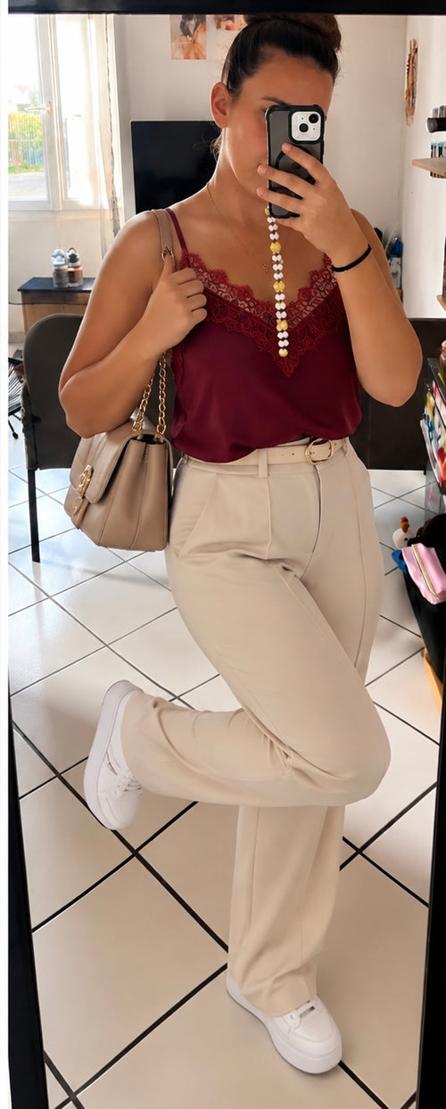 Top Dentelle Bordeaux