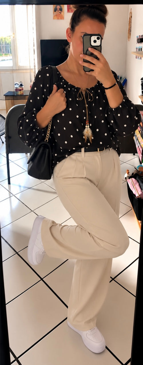Blouse Pois Noir