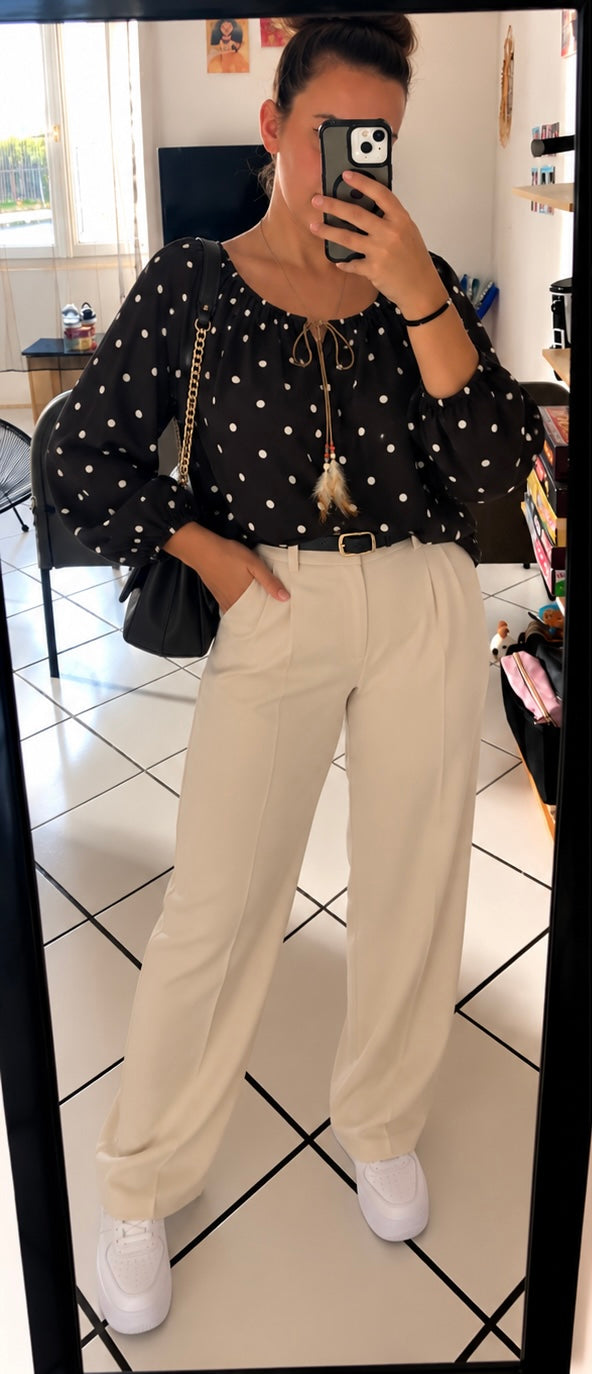 Blouse Pois Noir